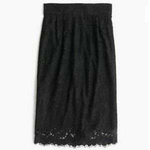 J. Crew Pintucked Pencil Skirt in Black lace